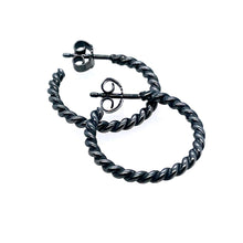 Lade das Bild in den Galerie-Viewer, Kordel Creolen geschwärzt